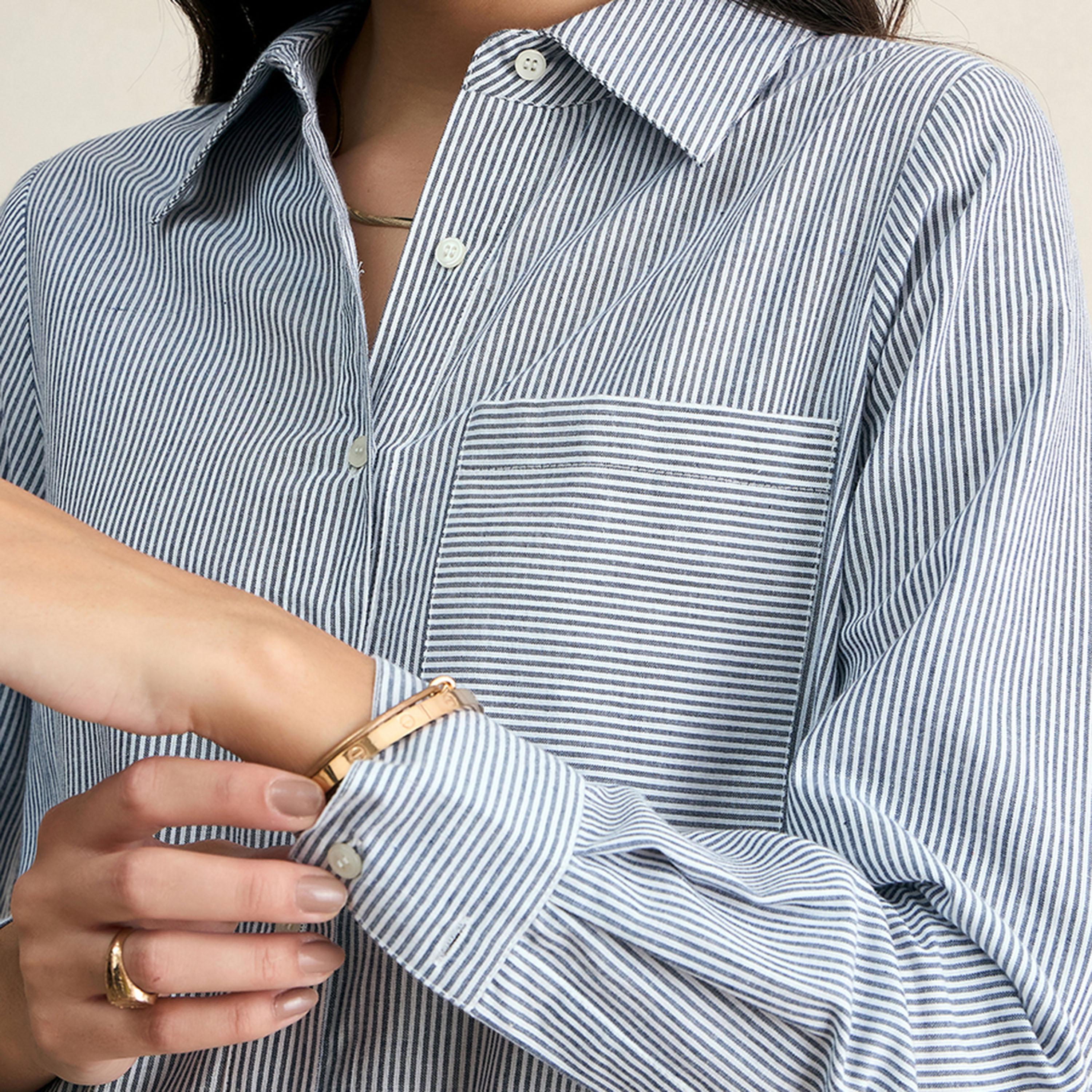 Femmella X Styli  Dyed Stripe Regular Fit Shirt with Pocket-women-clothing-shirtsandblouses-shirts-image-3