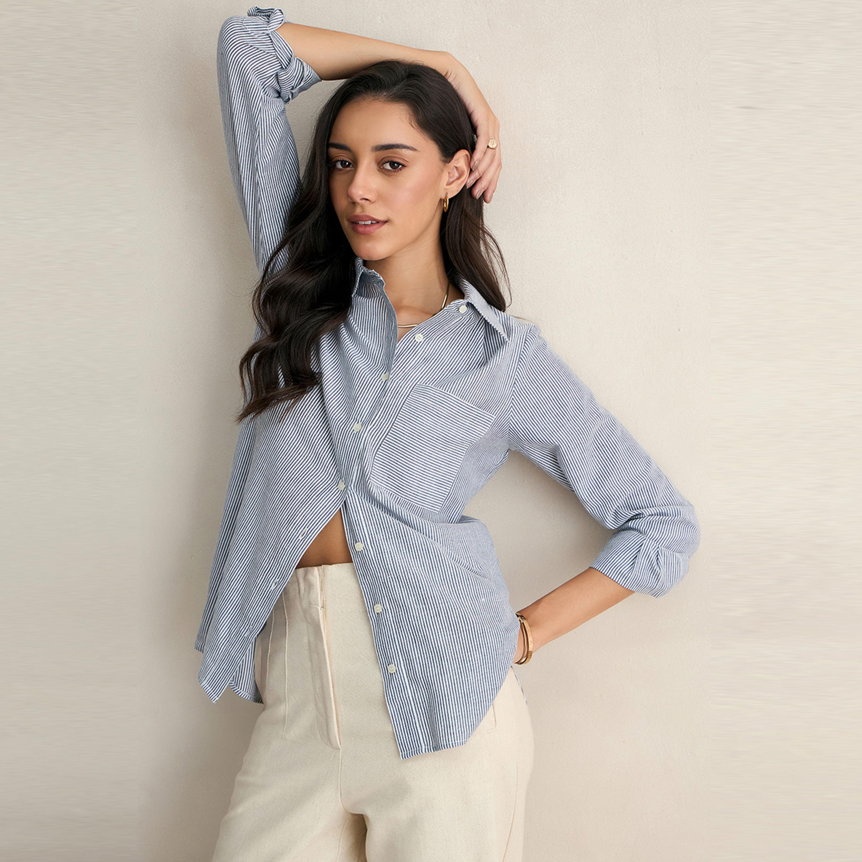 بلوزة بقصة عادية وجيوب فِميلا × ستايلي-women-clothing-shirtsandblouses-shirts-image-5