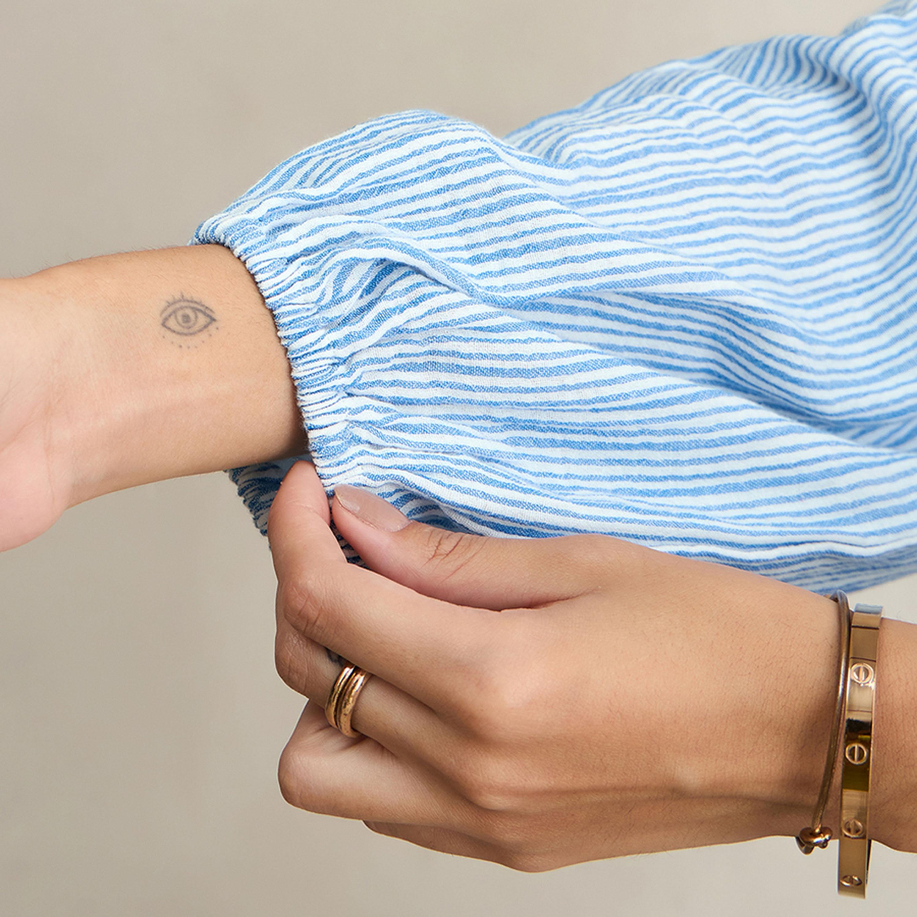 Femmella X Styli  Striped Balloon Sleeve Regular Fit Shirt-women-clothing-shirtsandblouses-shirts-image-3