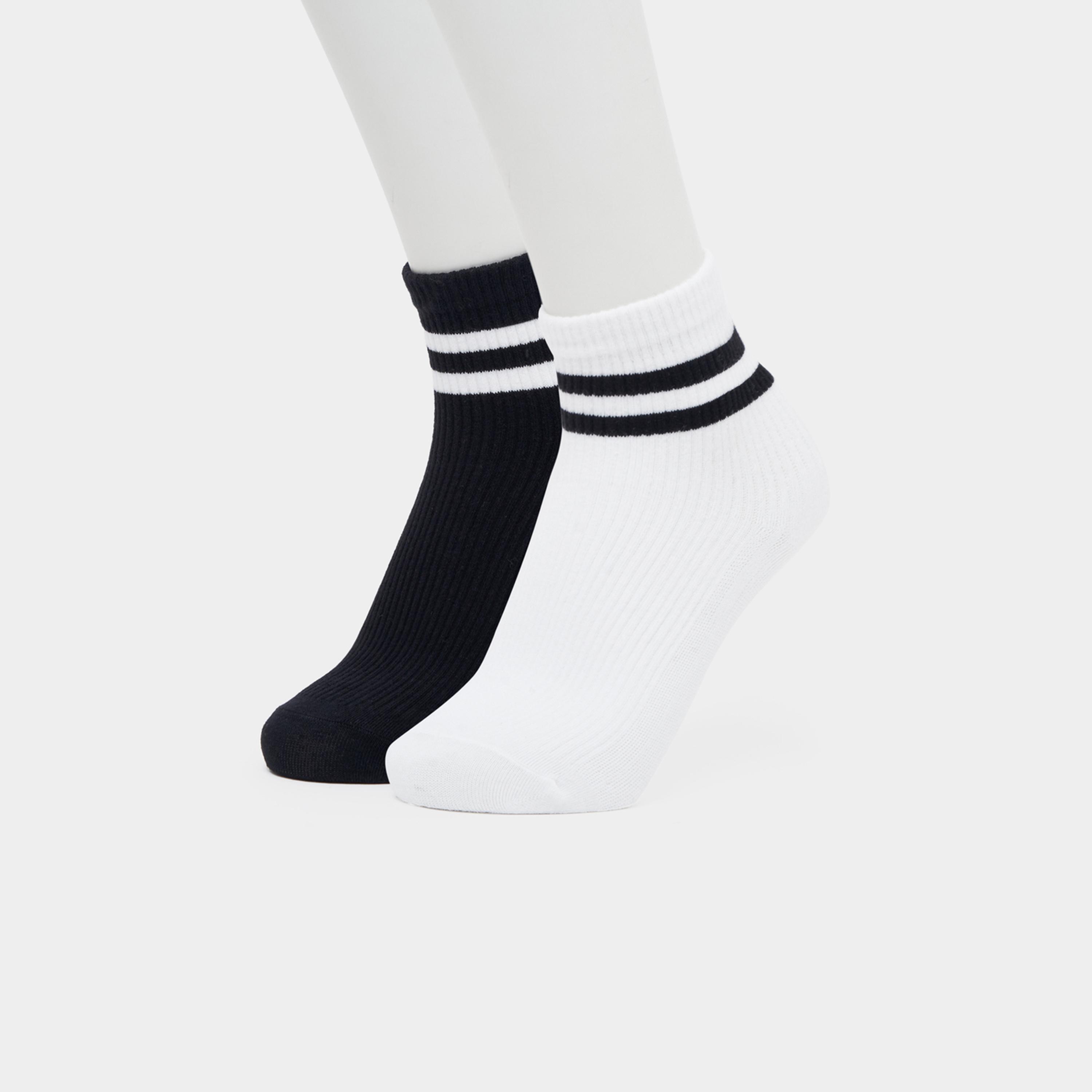 Styli Pack of 2 - Striped Ankle Length Socks-women-socksandstockings-image-1