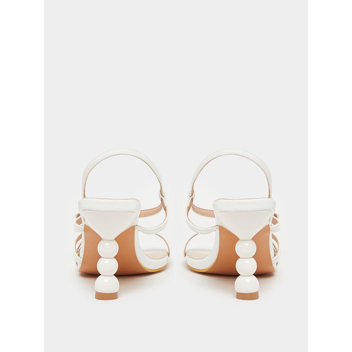 Styli Solid Ankle Strap Textured Heel Sandals-women-shoes-heels-image-5