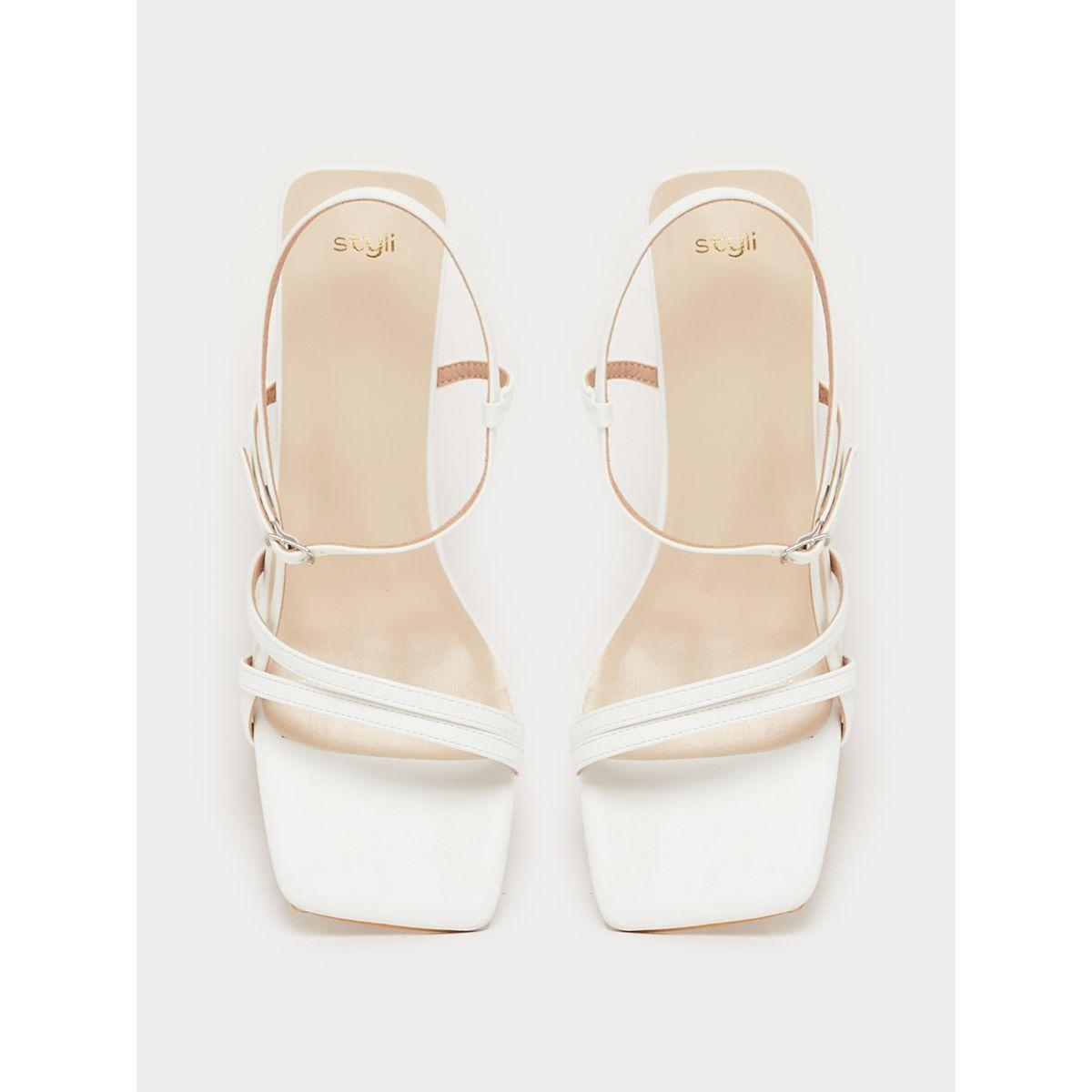 Styli Solid Ankle Strap Textured Heel Sandals-women-shoes-heels-image-6