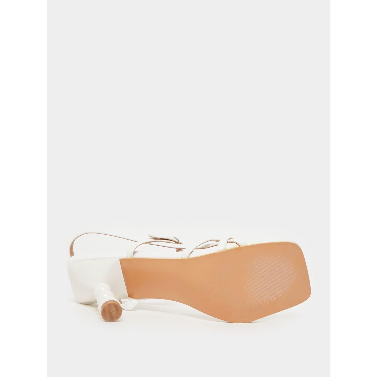 Styli Solid Ankle Strap Textured Heel Sandals-women-shoes-heels-image-7