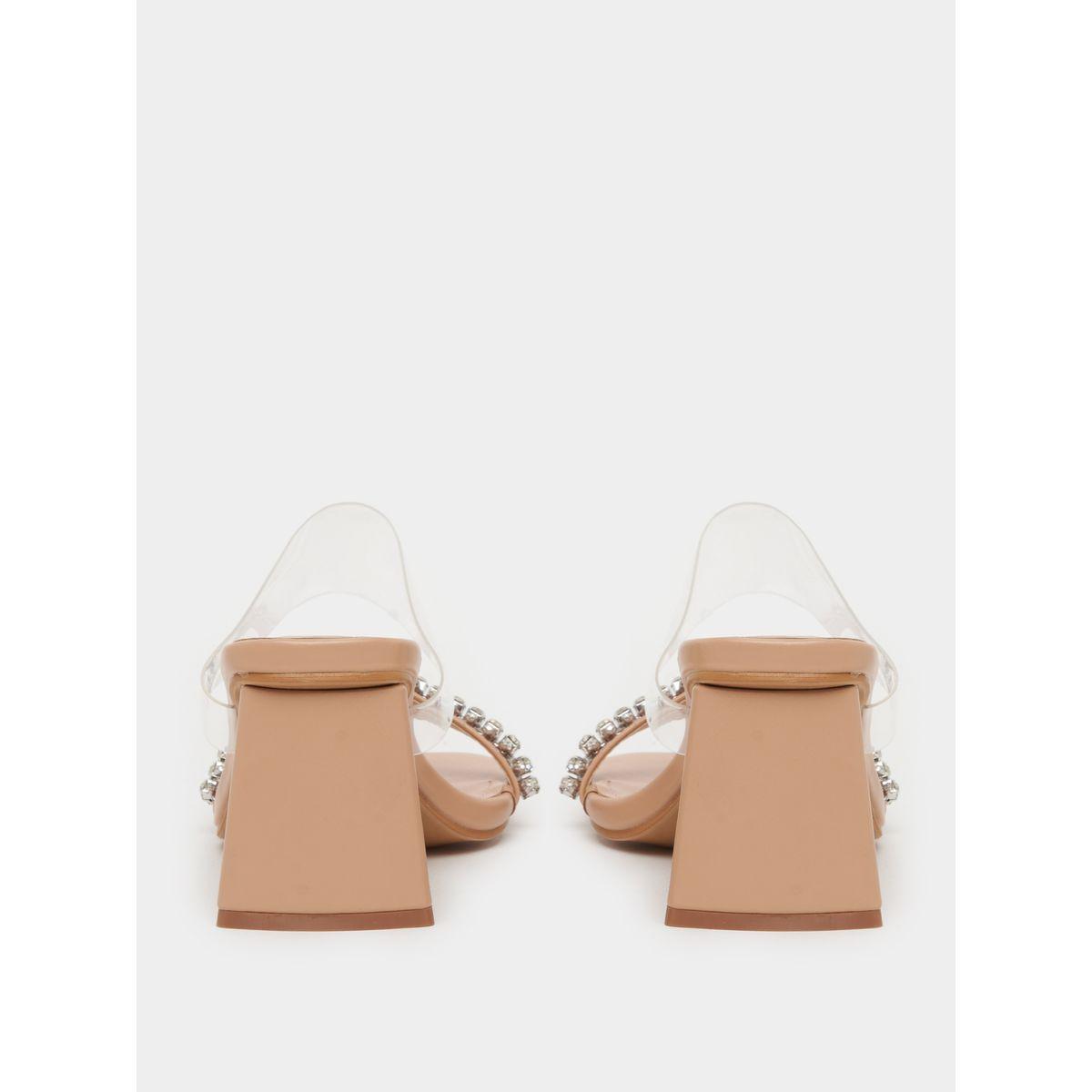 Styli Embellished Transparent Strap Square Toe Heel Sandals-women-shoes-heels-image-4