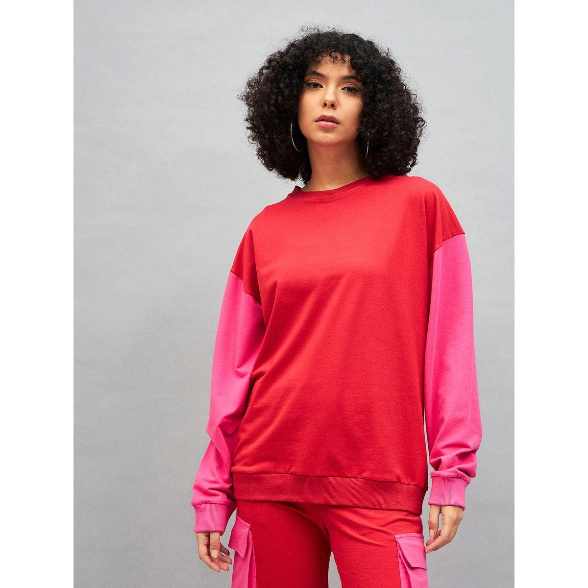 Sassafras X Styli  Oversized Color Block Sweatshirt-women-winterwear-hoodiesandsweatshirts-sweatshirts-image-1