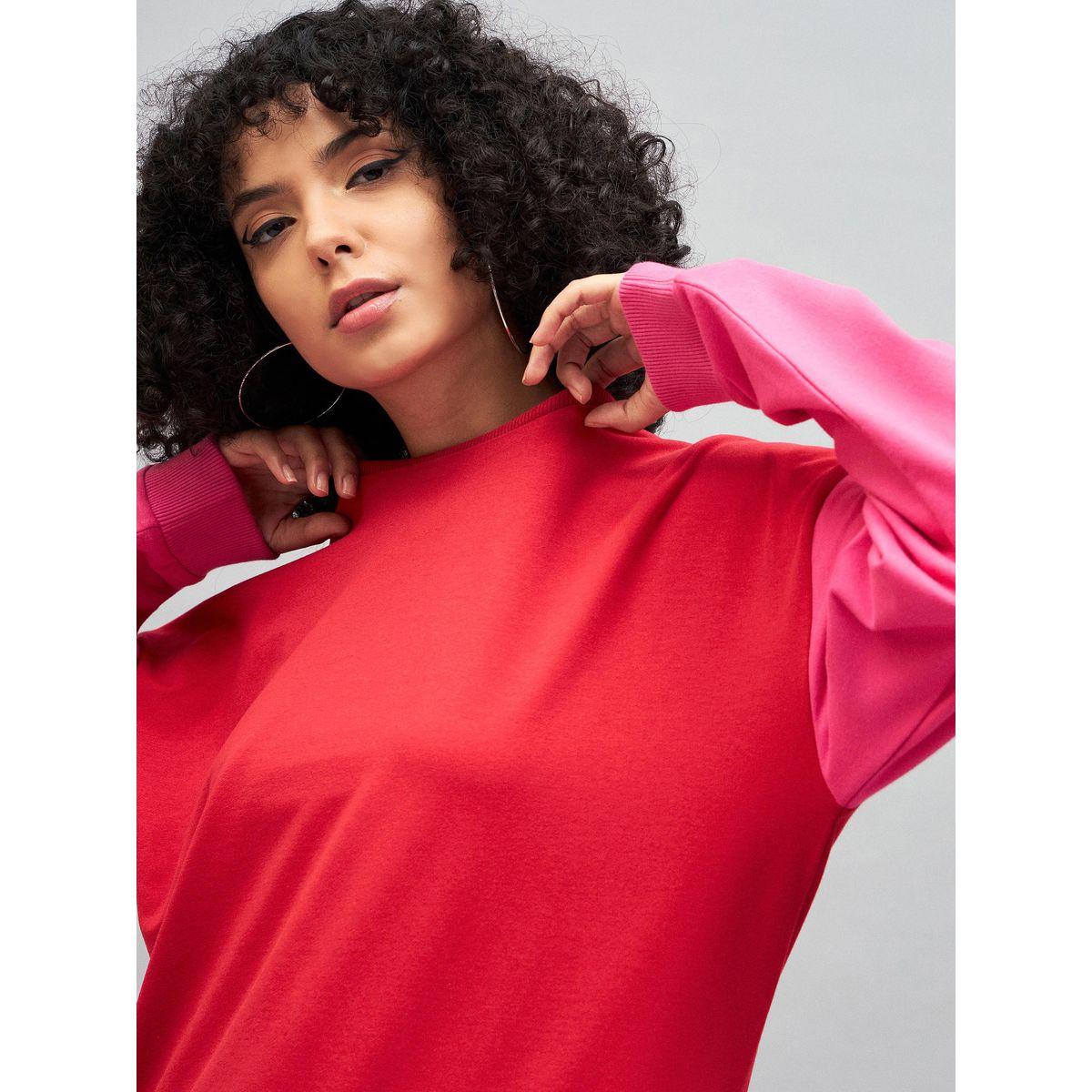 Sassafras X Styli  Oversized Color Block Sweatshirt-women-winterwear-hoodiesandsweatshirts-sweatshirts-image-4