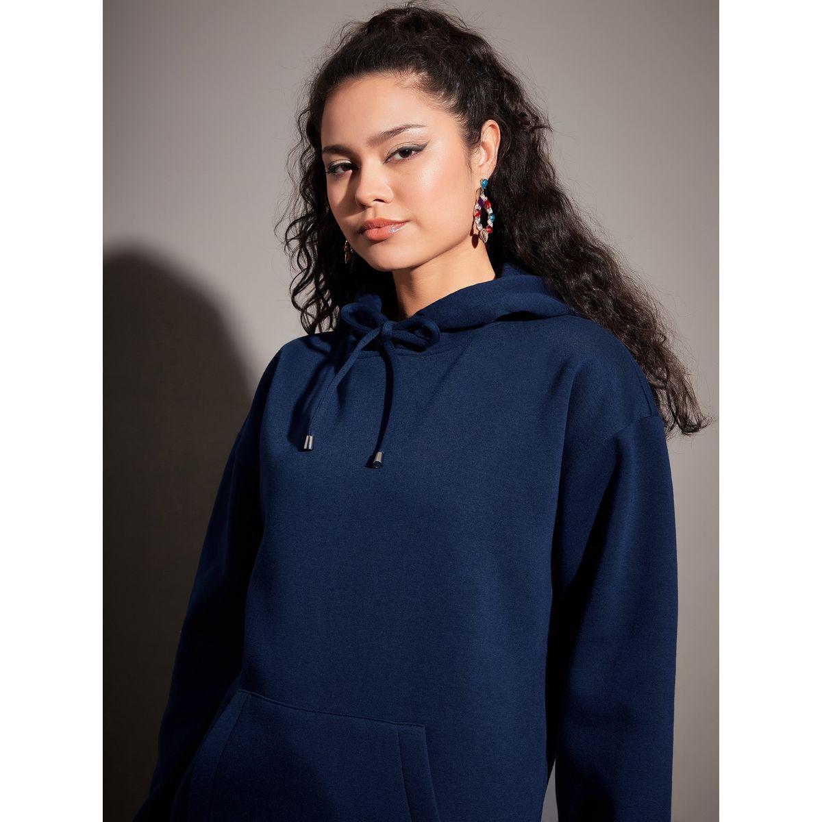 هودي فليس بقصة فضفاضة مع جيوب وأربطة ساسافراس × ستايلي-women-winterwear-hoodiesandsweatshirts-hoodies-image-4