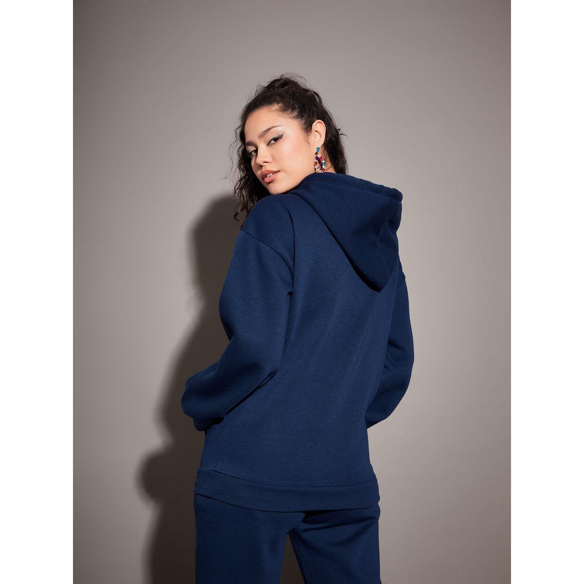هودي فليس بقصة فضفاضة مع جيوب وأربطة ساسافراس × ستايلي-women-winterwear-hoodiesandsweatshirts-hoodies-image-5