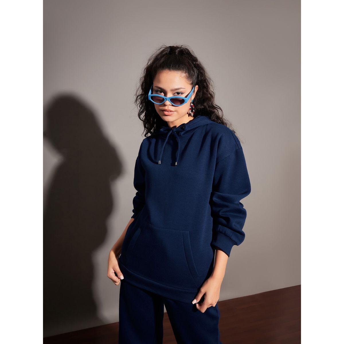 هودي فليس بقصة فضفاضة مع جيوب وأربطة ساسافراس × ستايلي-women-winterwear-hoodiesandsweatshirts-hoodies-image-6