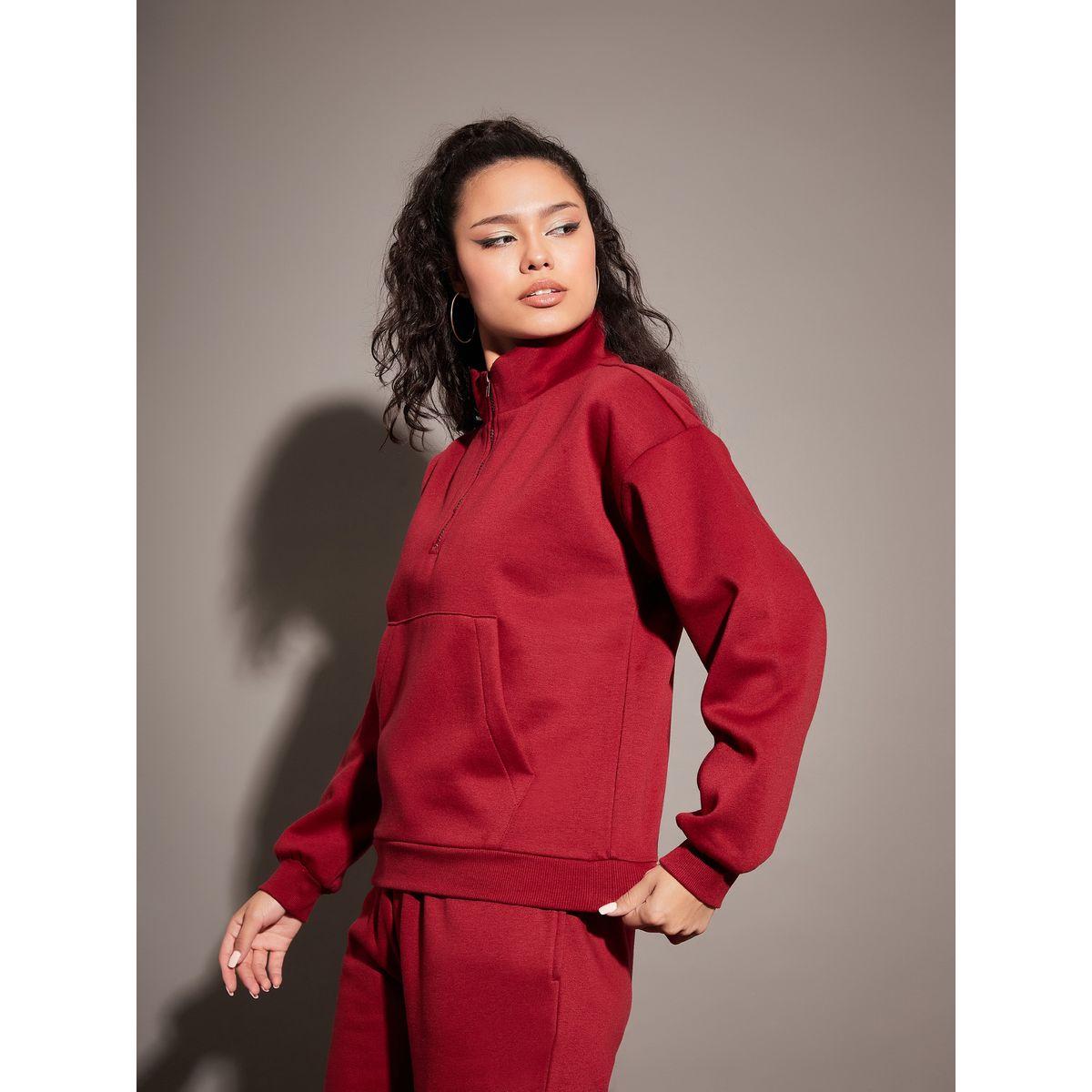 Sassafras X Styli  Regular Fit Half Zip Placket Fleece Sweatshirt-women-clothing-hoodiesandsweatshirts-sweatshirts-image-3