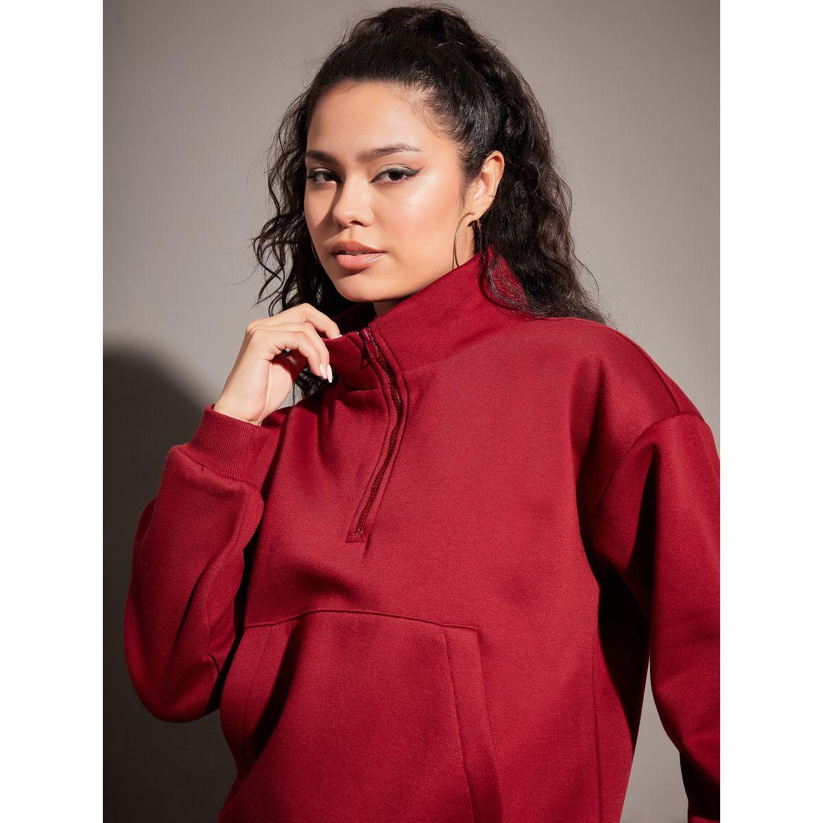 Sassafras X Styli  Regular Fit Half Zip Placket Fleece Sweatshirt-women-clothing-hoodiesandsweatshirts-sweatshirts-image-4