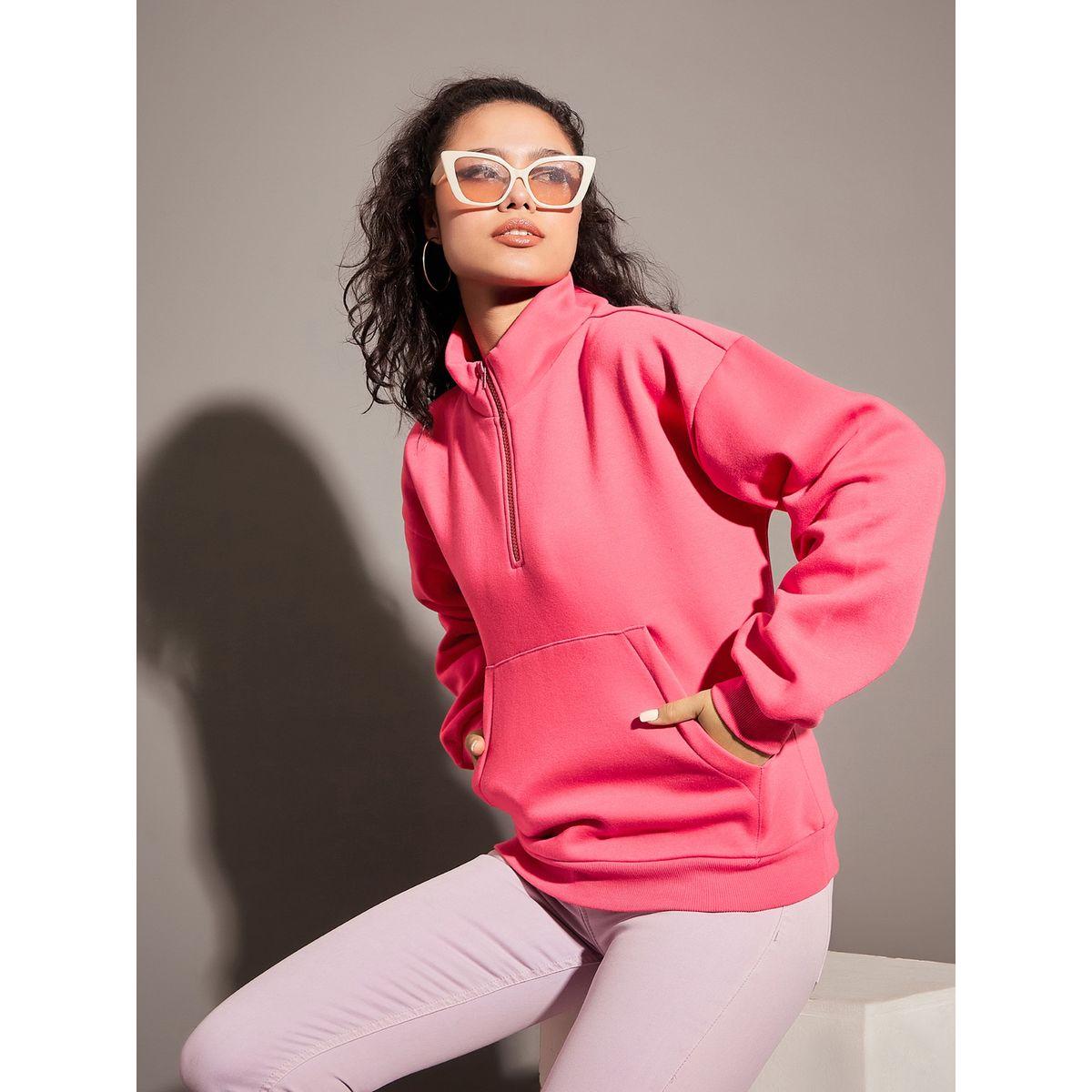 سويت شيرت فليس بقصة عادية ونصف سحَّاب غلق ساسافراس × ستايلي-women-winterwear-hoodiesandsweatshirts-sweatshirts-image-1