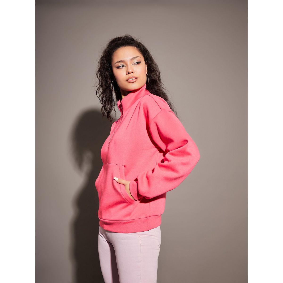 سويت شيرت فليس بقصة عادية ونصف سحَّاب غلق ساسافراس × ستايلي-women-winterwear-hoodiesandsweatshirts-sweatshirts-image-3