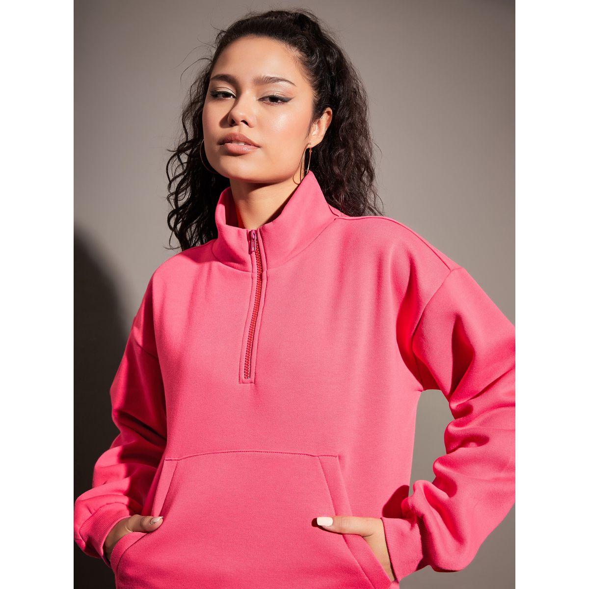 سويت شيرت فليس بقصة عادية ونصف سحَّاب غلق ساسافراس × ستايلي-women-winterwear-hoodiesandsweatshirts-sweatshirts-image-4