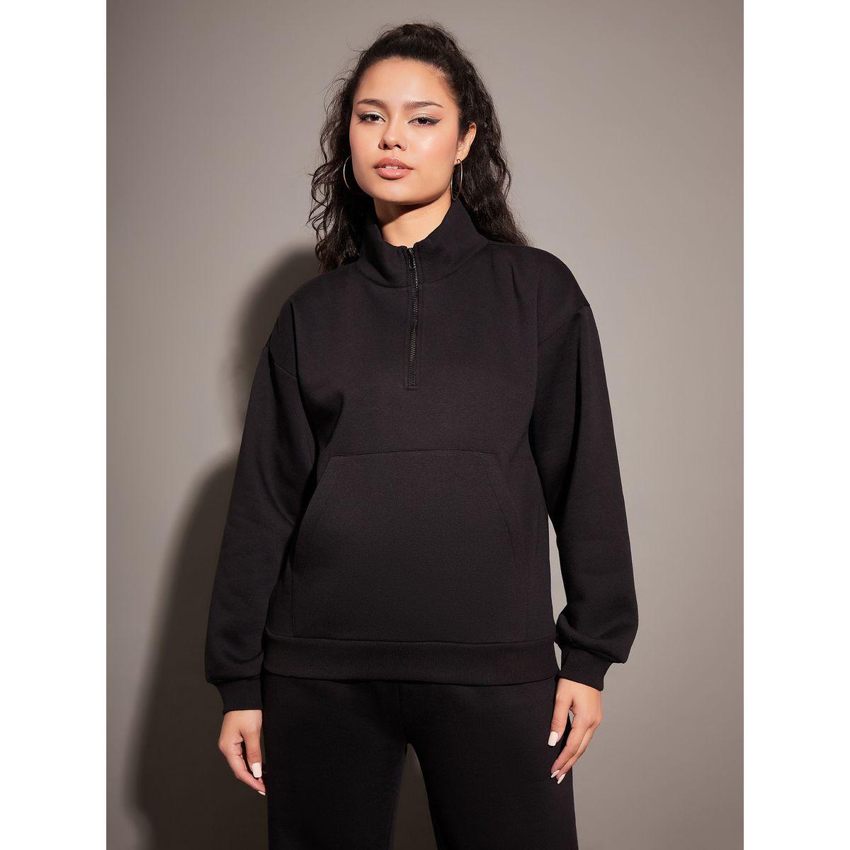 سويت شيرت فليس بقصة عادية ونصف سحَّاب غلق ساسافراس × ستايلي-women-winterwear-hoodiesandsweatshirts-sweatshirts-image-1
