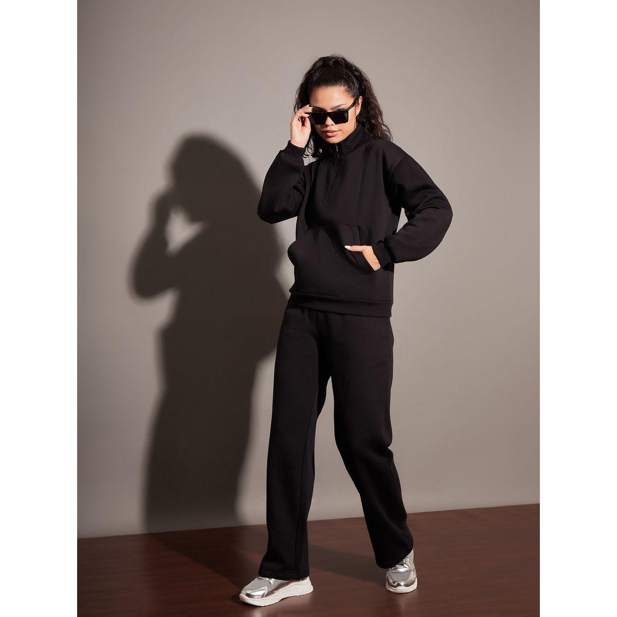 Sassafras X Styli  Regular Fit Half Zip Placket Fleece Sweatshirt-women-winterwear-hoodiesandsweatshirts-sweatshirts-image-2