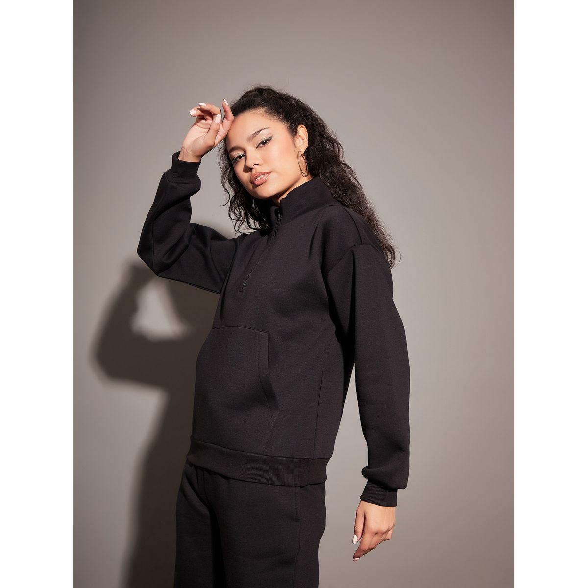 سويت شيرت فليس بقصة عادية ونصف سحَّاب غلق ساسافراس × ستايلي-women-winterwear-hoodiesandsweatshirts-sweatshirts-image-3