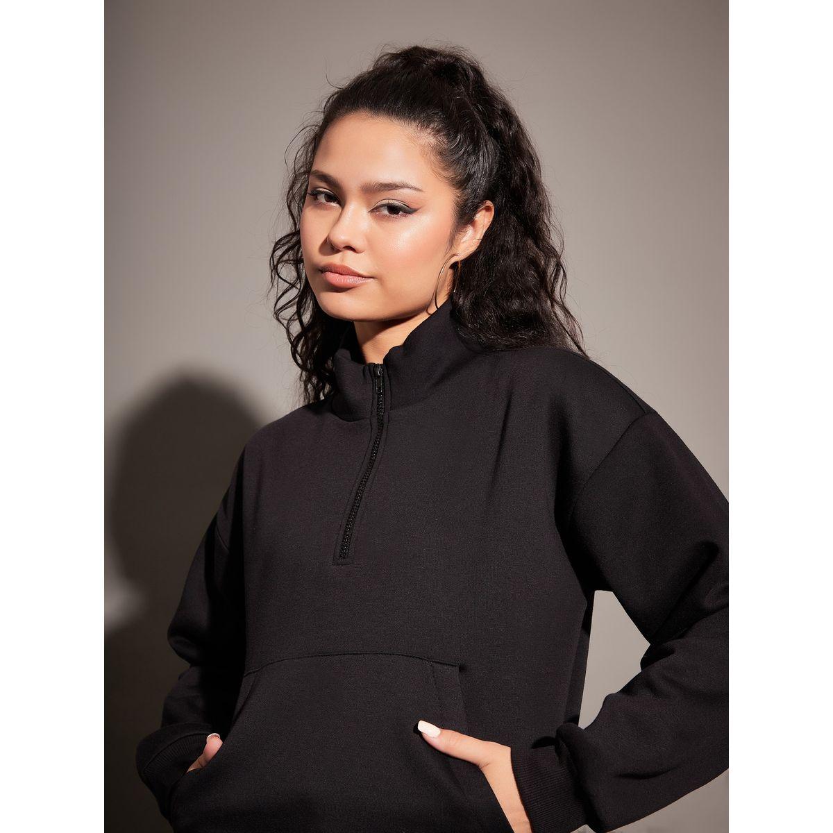 سويت شيرت فليس بقصة عادية ونصف سحَّاب غلق ساسافراس × ستايلي-women-winterwear-hoodiesandsweatshirts-sweatshirts-image-4