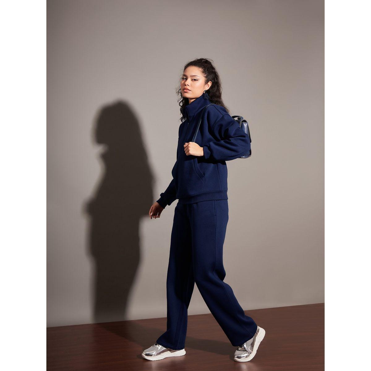 Sassafras X Styli  Regular Fit Half Zip Placket Fleece Sweatshirt-women-winterwear-hoodiesandsweatshirts-sweatshirts-image-2