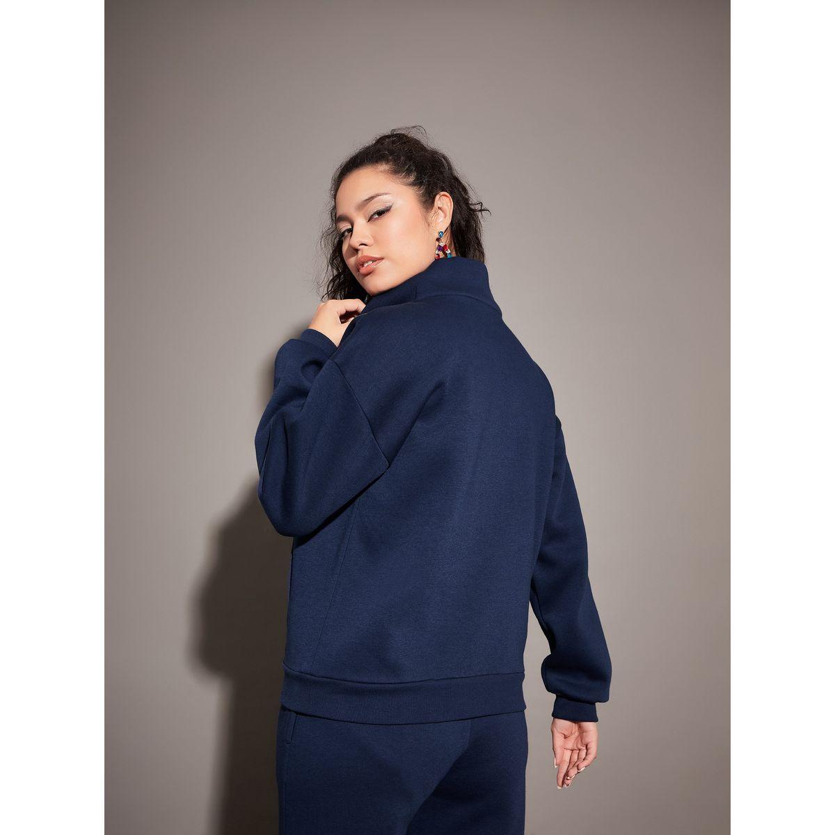 Sassafras X Styli  Regular Fit Half Zip Placket Fleece Sweatshirt-women-winterwear-hoodiesandsweatshirts-sweatshirts-image-5