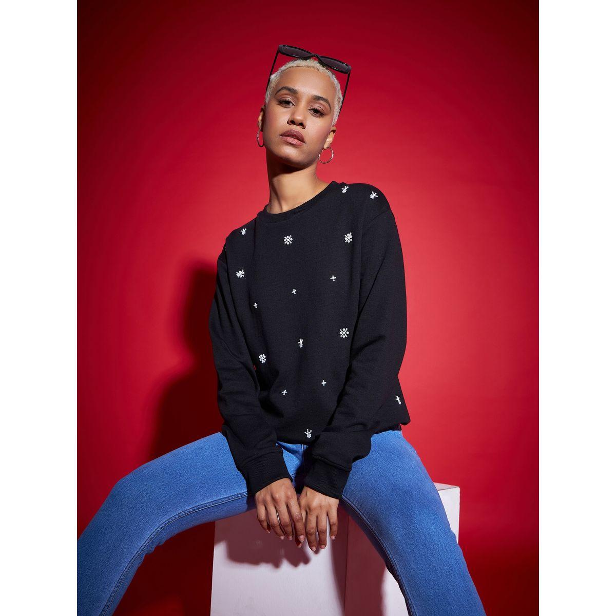 Sassafras X Styli  Regular Fit All Over Pearl Terry Sweatshirt-women-winterwear-hoodiesandsweatshirts-sweatshirts-image-2