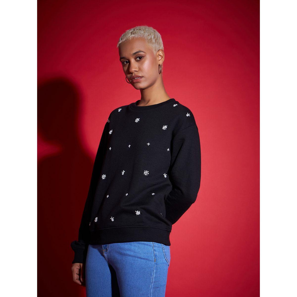 Sassafras X Styli  Regular Fit All Over Pearl Terry Sweatshirt-women-winterwear-hoodiesandsweatshirts-sweatshirts-image-3