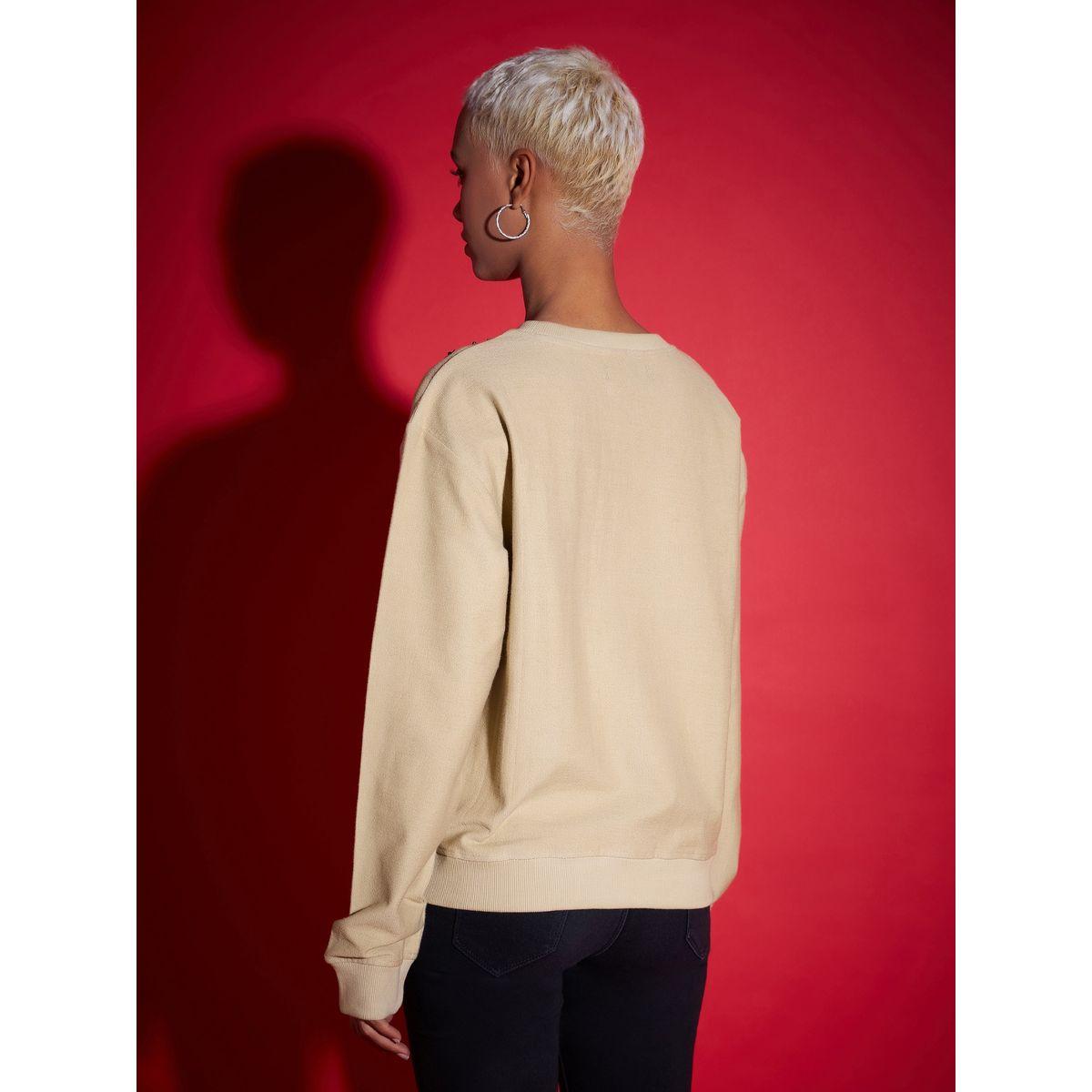 Sassafras X Styli  Regular Fit Beaded Neckline Reverse Terry Sweatshirt-women-winterwear-hoodiesandsweatshirts-sweatshirts-image-5
