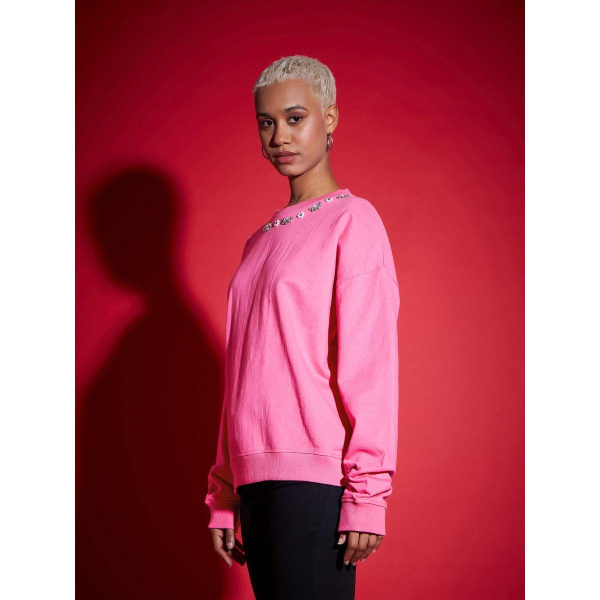 سويت شيرت تيري فضفاض مزين بلؤلؤ صناعي ساسافراس × ستايلي-women-clothing-hoodiesandsweatshirts-sweatshirts-image-3