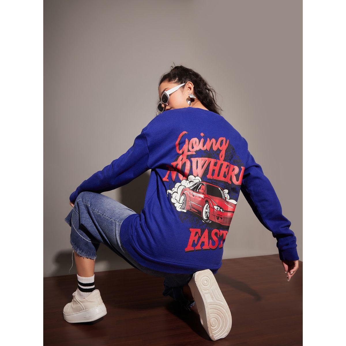 سويت شيرت فضفاض بأكتاف منخفضة وطبعة جرافيك ساسافراس × ستايلي-women-winterwear-hoodiesandsweatshirts-sweatshirts-image-1