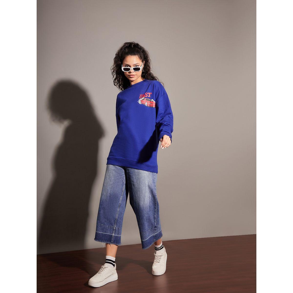 سويت شيرت فضفاض بأكتاف منخفضة وطبعة جرافيك ساسافراس × ستايلي-women-winterwear-hoodiesandsweatshirts-sweatshirts-image-2