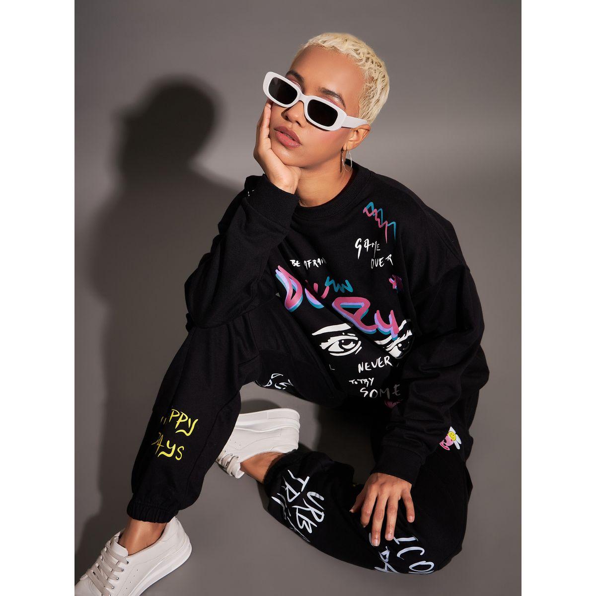 Sassafras X Styli  Oversized Graphic Print Dropped Shoulder Sweatshirt-women-winterwear-hoodiesandsweatshirts-sweatshirts-image-2