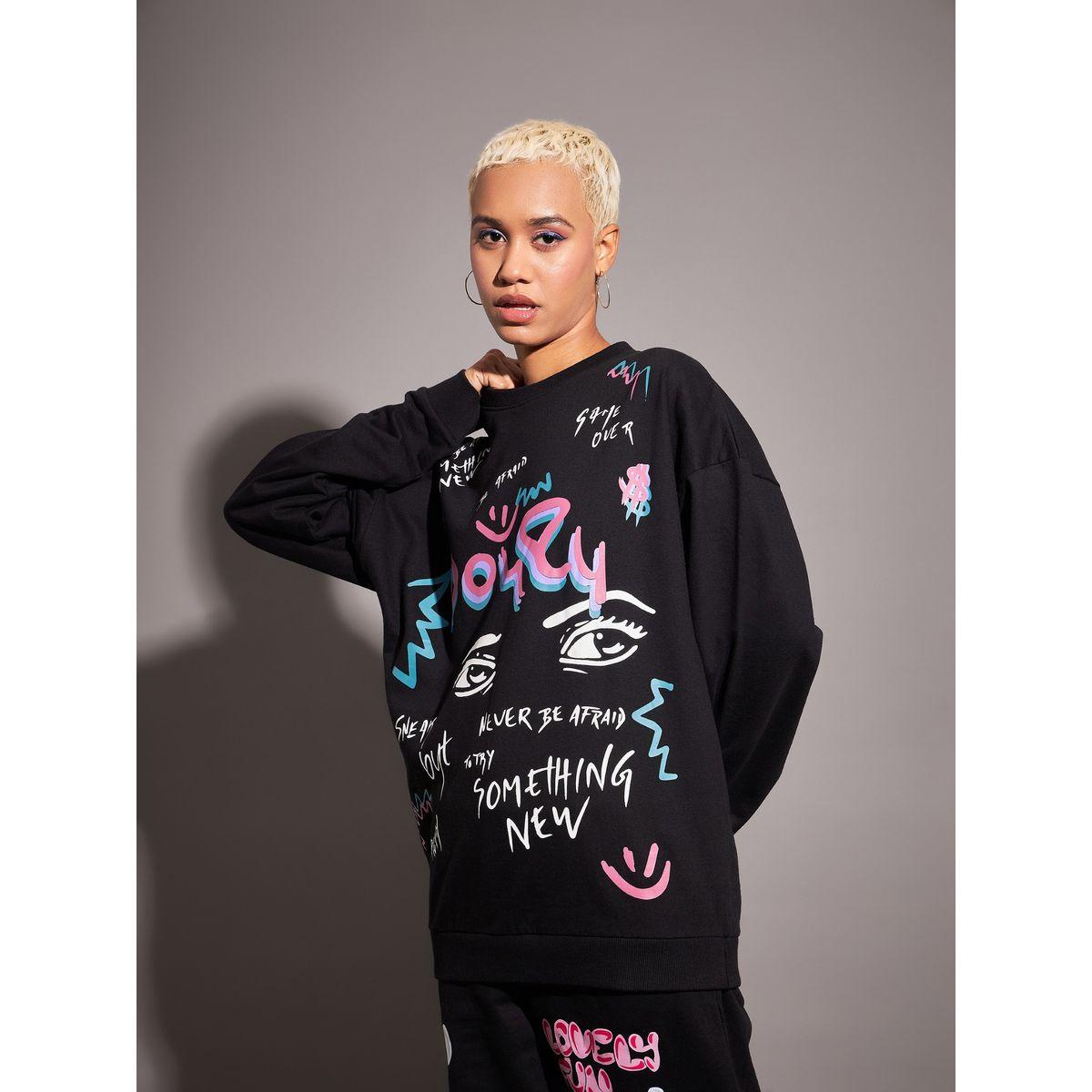سويت شيرت فضفاض بأكتاف منخفضة وطبعة جرافيك ساسافراس × ستايلي-women-winterwear-hoodiesandsweatshirts-sweatshirts-image-8