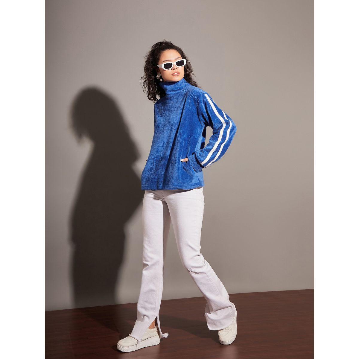 سويت شيرت فليس بياقة عالية وفرو صناعي ساسافراس × ستايلي-women-clothing-hoodiesandsweatshirts-sweatshirts-image-2