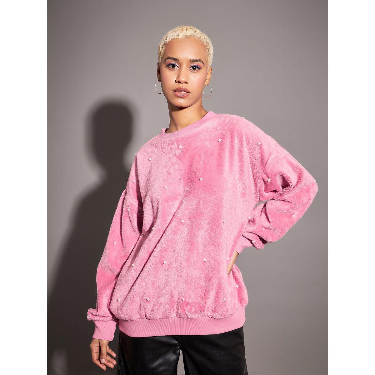 Sassafras X Styli  Relaxed Fit Fleece Faux Fur Pearl Stud Sweatshirt-women-clothing-hoodiesandsweatshirts-sweatshirts-image-1