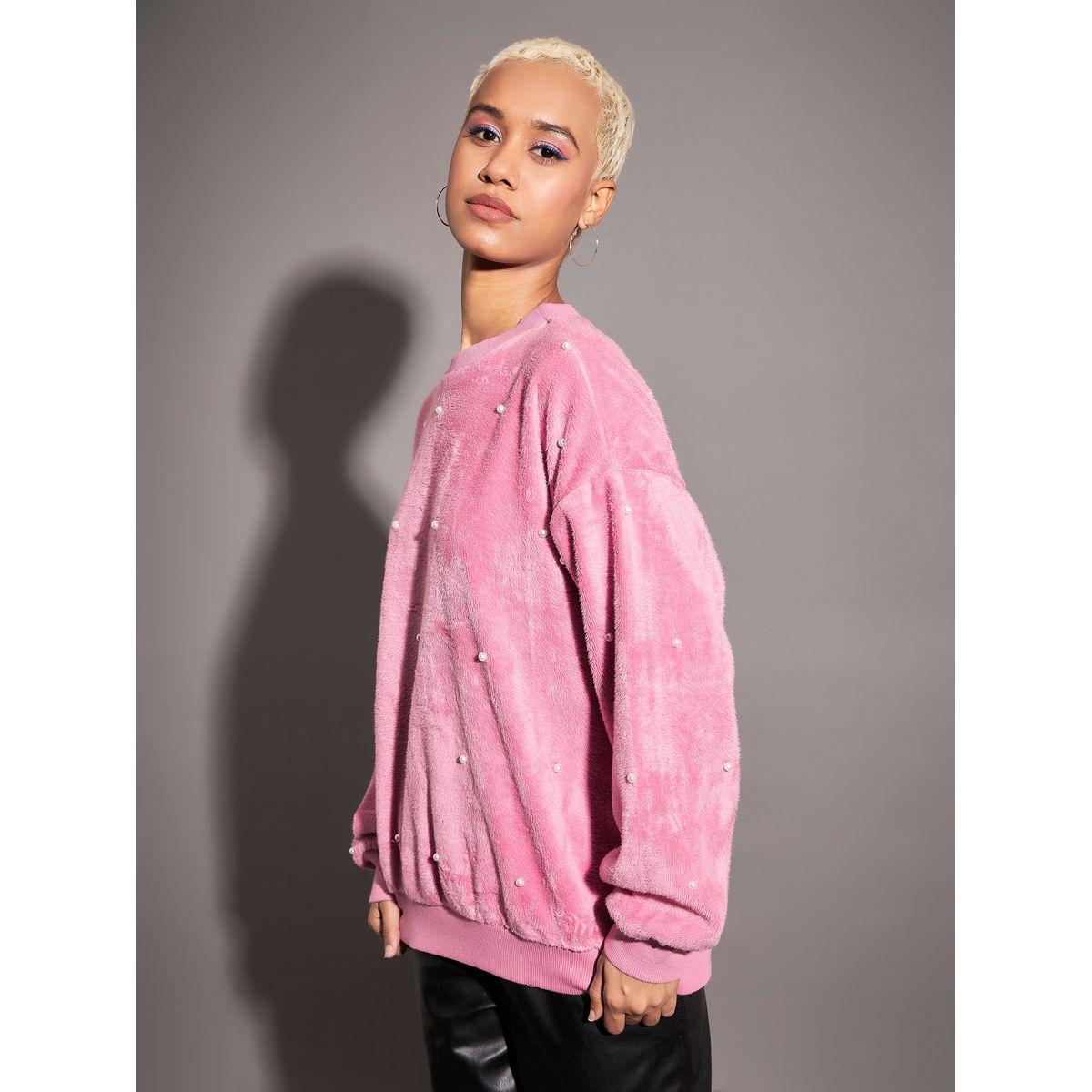 Sassafras X Styli  Relaxed Fit Fleece Faux Fur Pearl Stud Sweatshirt-women-clothing-hoodiesandsweatshirts-sweatshirts-image-3