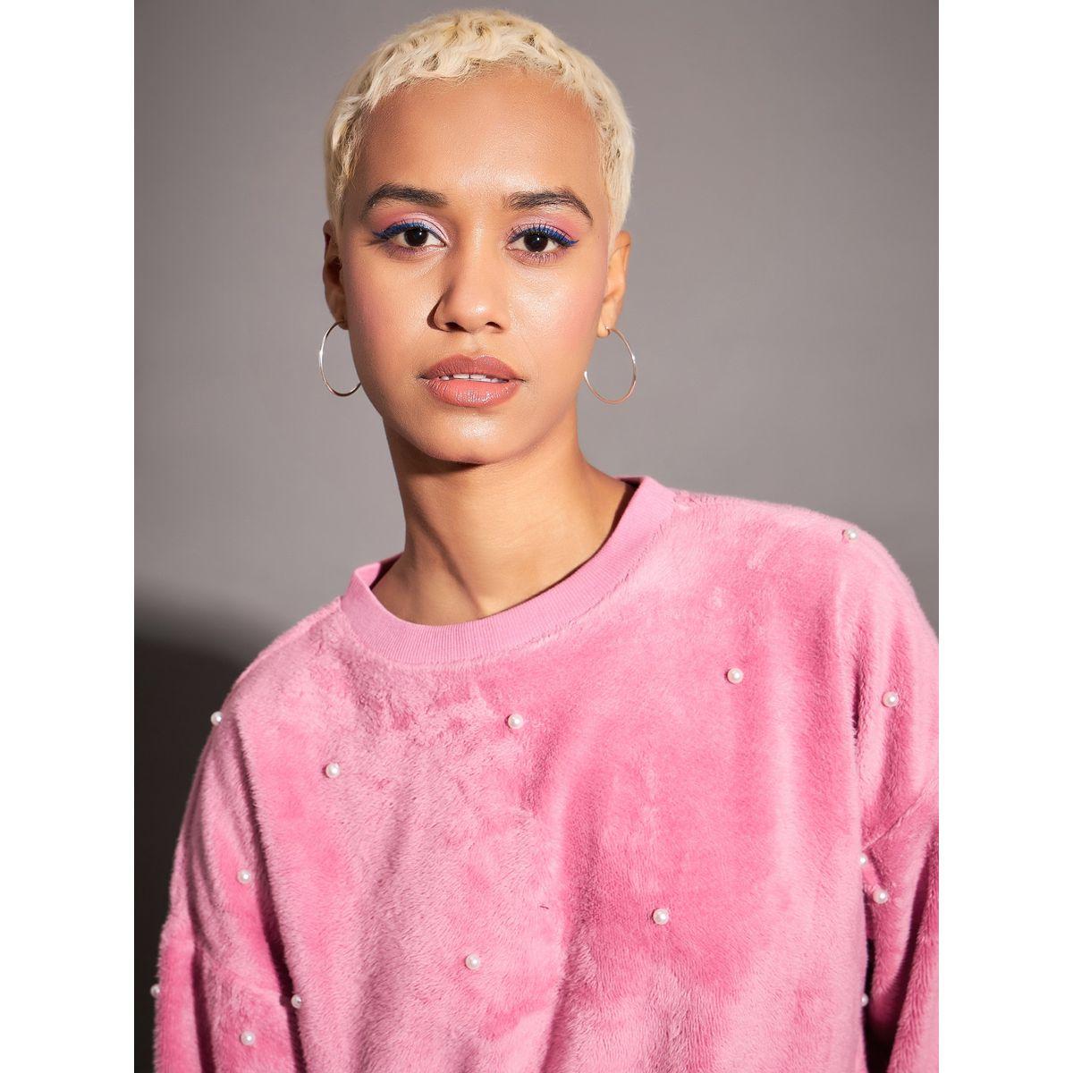 Sassafras X Styli  Relaxed Fit Fleece Faux Fur Pearl Stud Sweatshirt-women-clothing-hoodiesandsweatshirts-sweatshirts-image-4