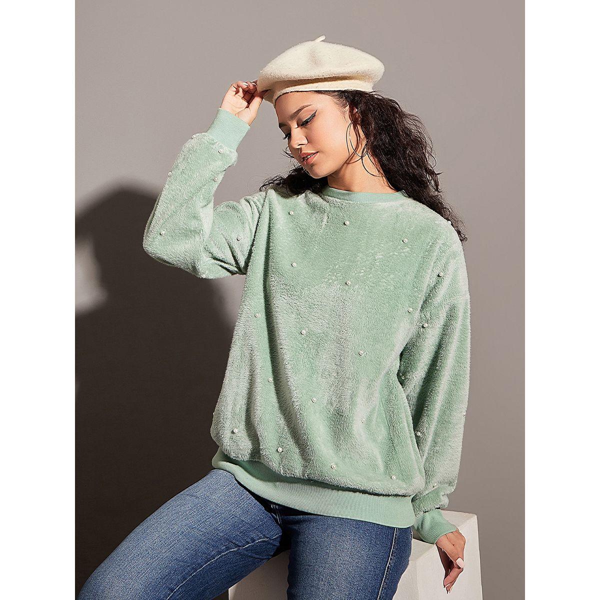 Sassafras X Styli  Relaxed Fit Fleece Faux Fur Pearl Stud Sweatshirt-women-clothing-hoodiesandsweatshirts-sweatshirts-image-1