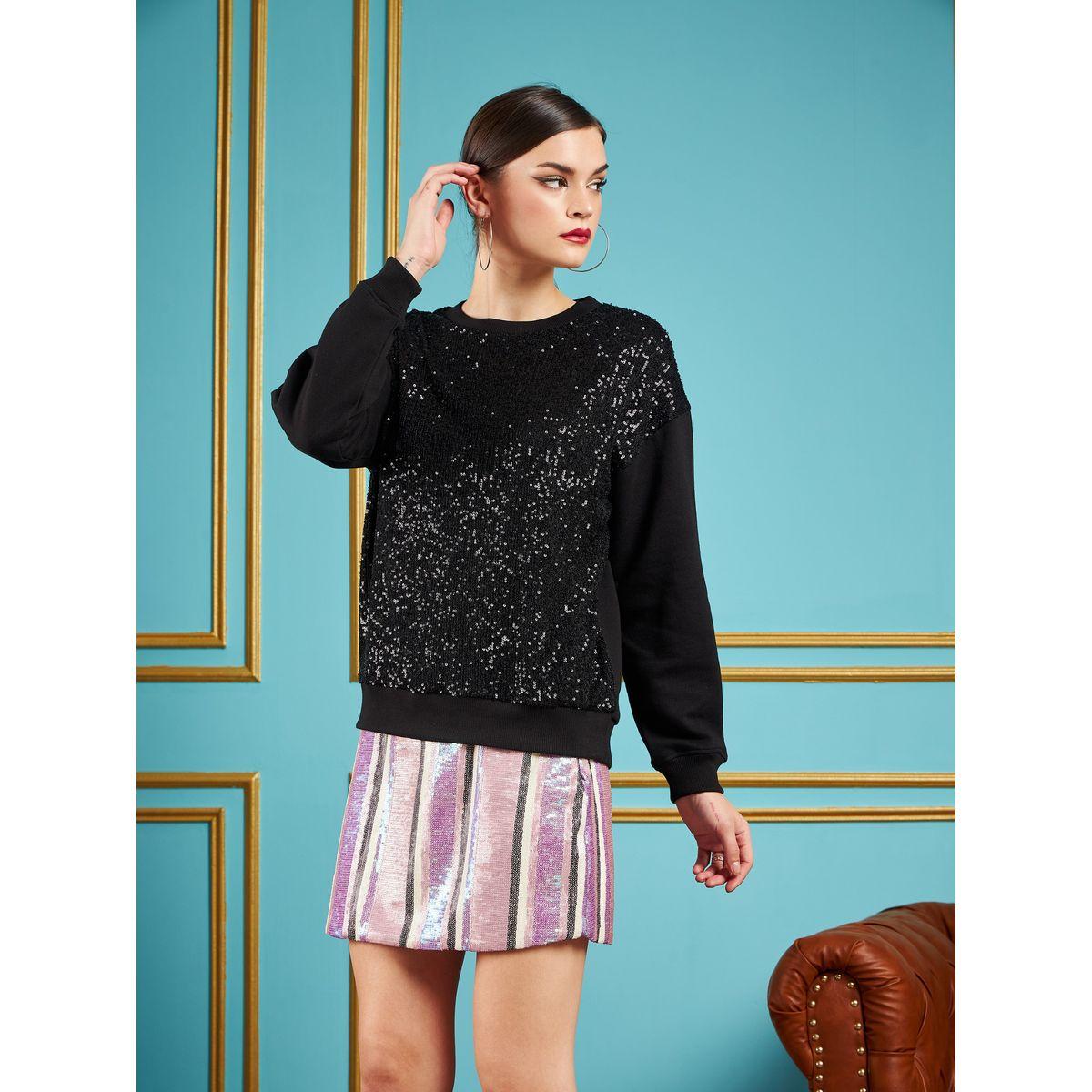 Sassafras X Styli  Oversized Sequined Sweatshirt-women-clothing-hoodiesandsweatshirts-sweatshirts-image-3