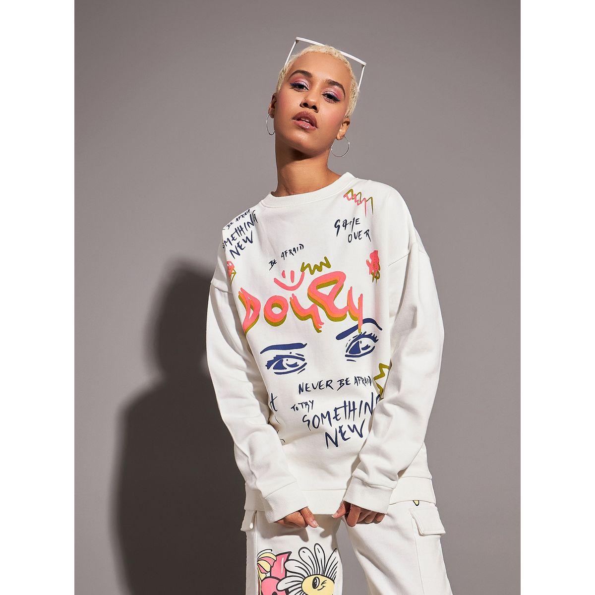 Sassafras X Styli  Oversized Graphic Print Dropped Shoulder Sweatshirt-women-winterwear-hoodiesandsweatshirts-sweatshirts-image-1