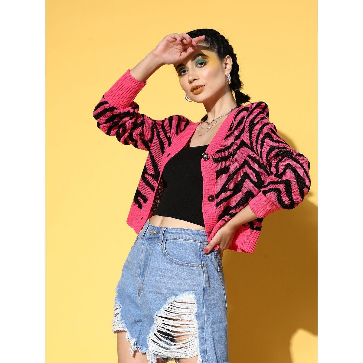 Sassafras X Styli  Animal Print Knitted Cardigan-women-winterwear-cardigansandjumpers-cardigans-image-3