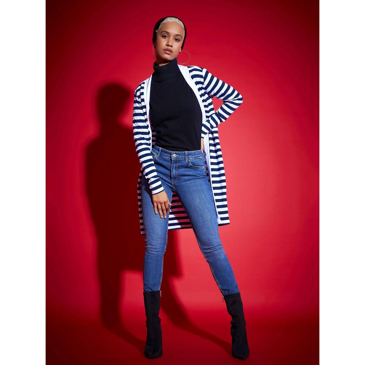 Sassafras X Styli  Striped Front Open Knit Shrug-women-clothing-shirtsandblouses-shirts-image-1