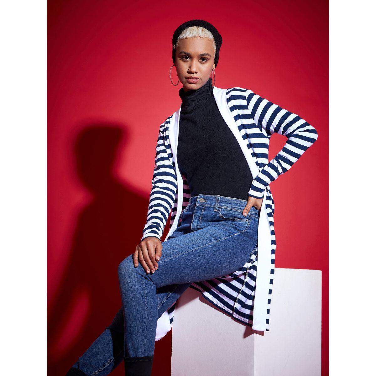 Sassafras X Styli  Striped Front Open Knit Shrug-women-clothing-shirtsandblouses-shirts-image-2