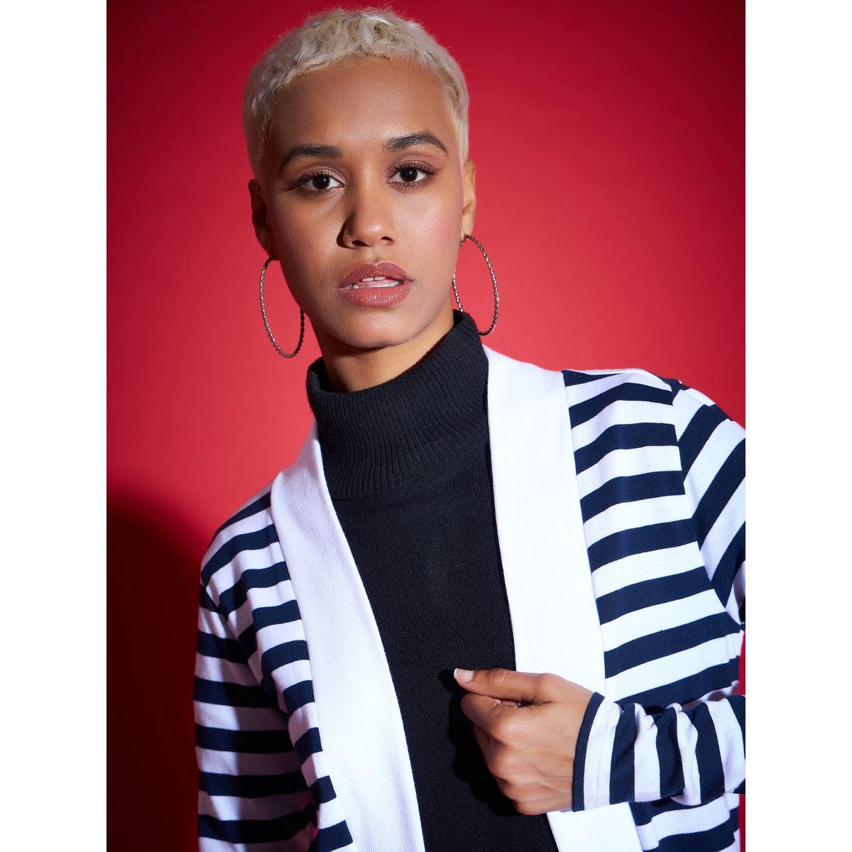 Sassafras X Styli  Striped Front Open Knit Shrug-women-clothing-shirtsandblouses-shirts-image-4