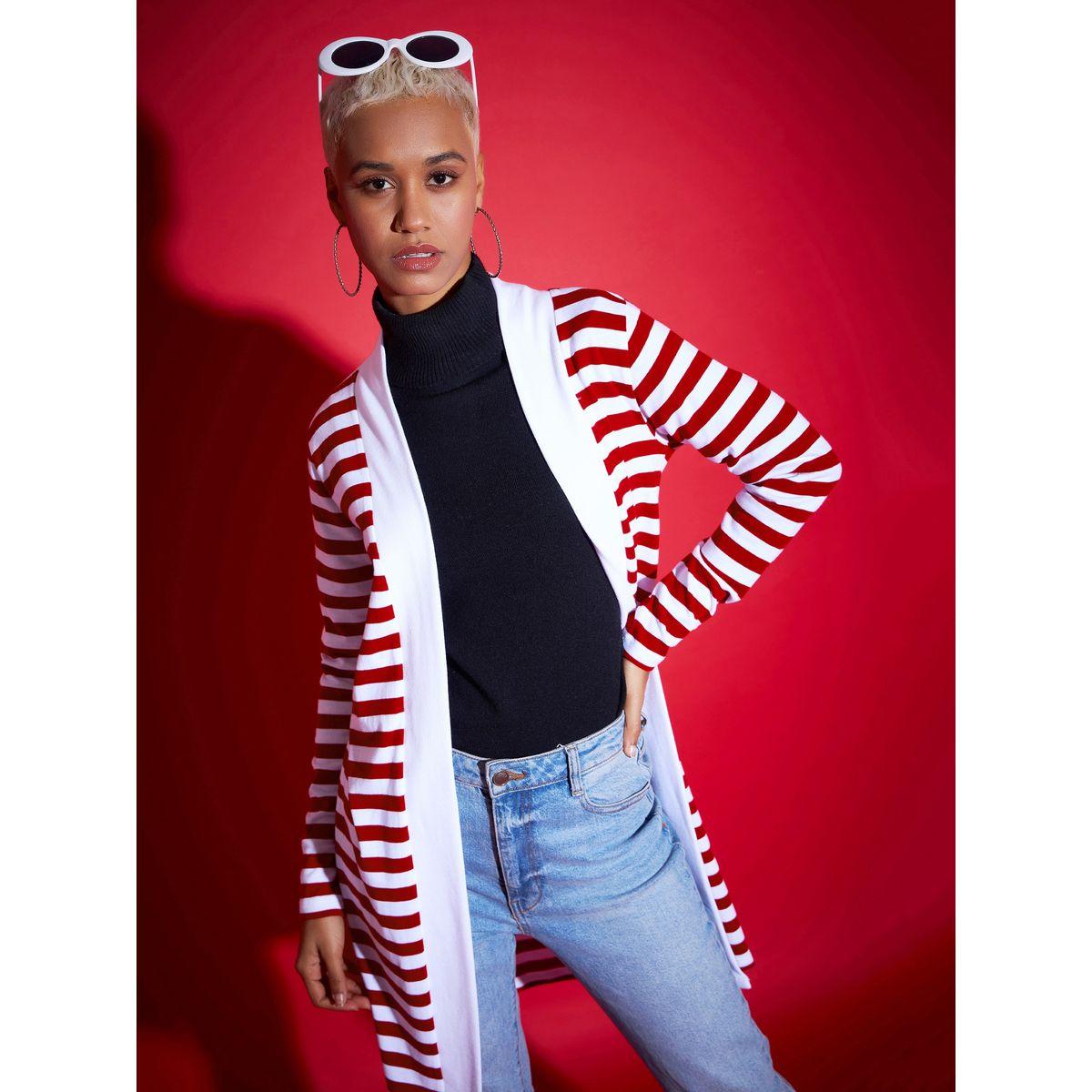 Sassafras X Styli  Striped Front Open Knit Shrug-women-clothing-shirtsandblouses-blouses-image-1