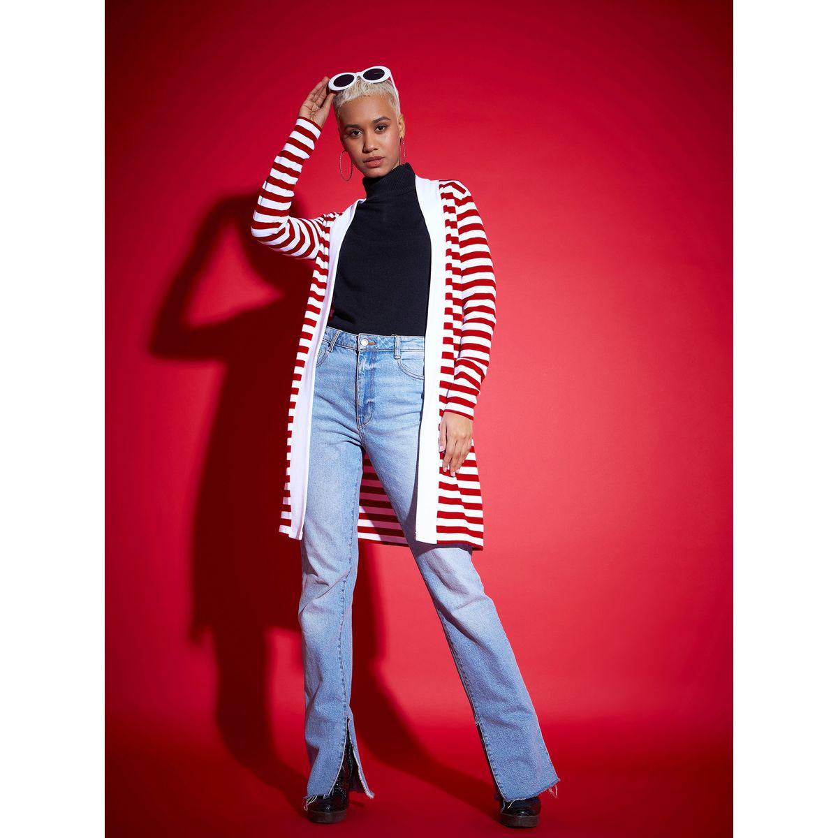 Sassafras X Styli  Striped Front Open Knit Shrug-women-clothing-shirtsandblouses-blouses-image-2