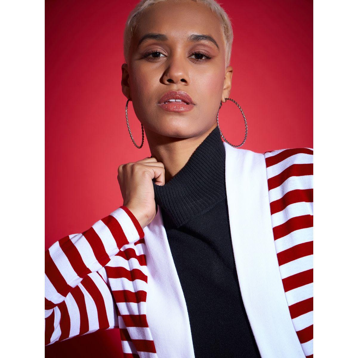 Sassafras X Styli  Striped Front Open Knit Shrug-women-clothing-shirtsandblouses-blouses-image-4