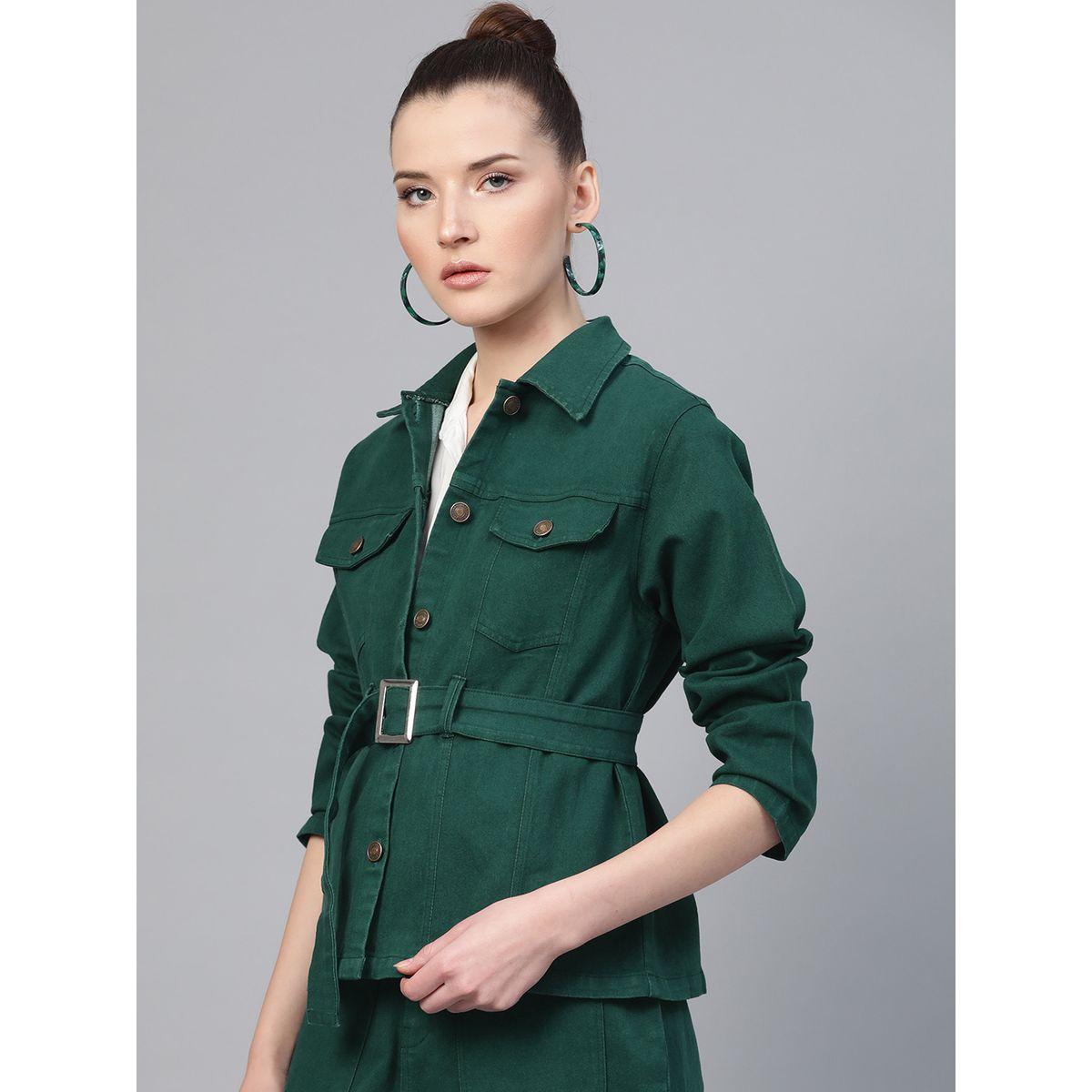 جاكيت دنيم بحزام خصر وجيوب مع أزرار ساسافراس × ستايلي-women-winterwear-coatsandjackets-jackets-image-3
