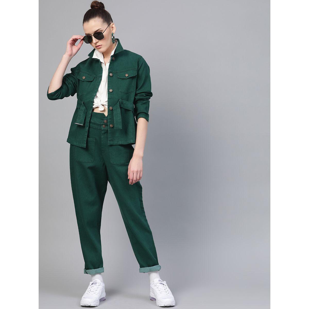 Sassafras X Styli  Belted Denim Jacket with Flap Pockets-women-winterwear-coatsandjackets-jackets-image-5