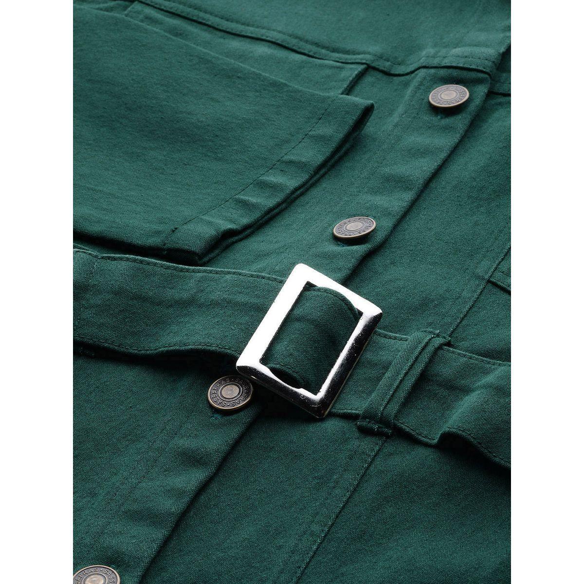 Sassafras X Styli  Belted Denim Jacket with Flap Pockets-women-winterwear-coatsandjackets-jackets-image-6