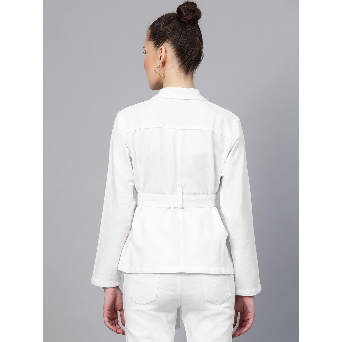 Sassafras X Styli  Belted Denim Jacket with Flap Pockets-women-winterwear-coatsandjackets-jackets-image-3